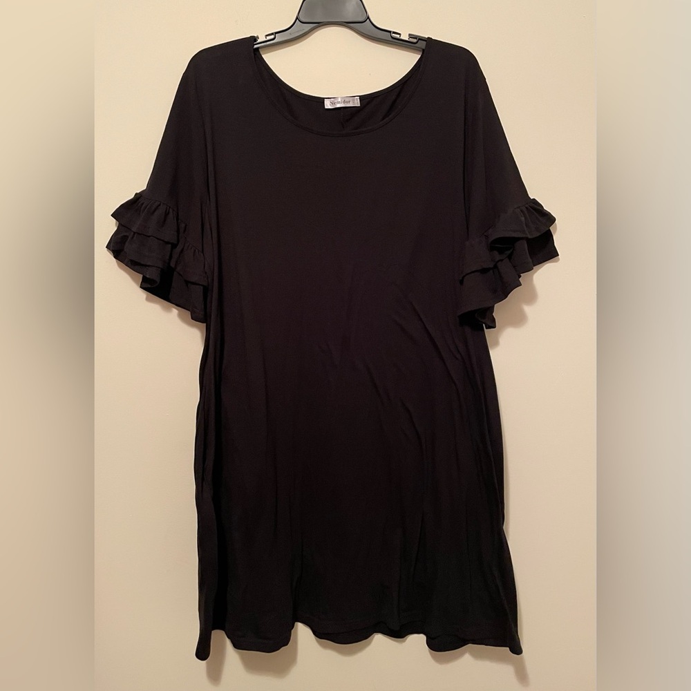 Black Ruffled Sleeve Dress - Picture 2 of 4